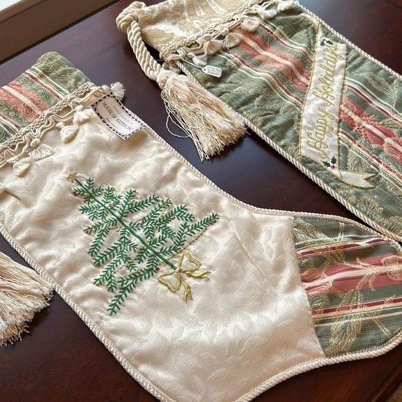 2 House of Hatten Inc holiday tapestry stockings NWT with Christmas tassels big - Picture 8 of 12